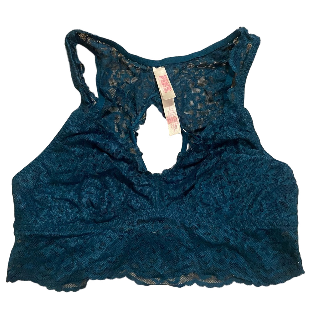 PINK Victoria's Secret Blue Floral Lace Bandeau